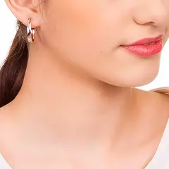 Brinco Banhado a Ouro 18k Argola com Aplicação de Rhodium Cód. 523921 na internet