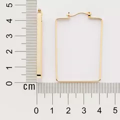 Brinco Argola Retangular Banhada a Ouro 18k Cód. 527268 - Farinni Joias
