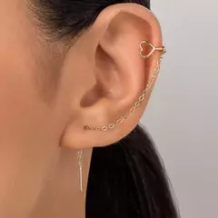 Brinco com Piercing de Pressão Coração Banhado a Ouro 18k Cód. 527255 - comprar online
