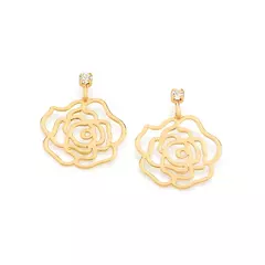 Kit Presente Feminino Colar + Brincos Rommanel Rosas Vazadas Cod-531247 - loja online