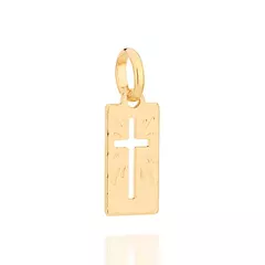 Corrente Masculina Com Pingente Rommanel Cruz Banhada A Ouro 18k Kit Presente Masculino - Farinni Joias