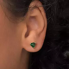 Brinco Solitário Triangular Banahdo a Ouro 18k com Cristais Cód. 527306 na internet