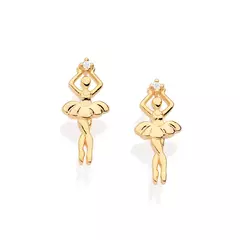 Brinco Bailarina Banhado a Ouro 18k com Zircônias Cód. 527258