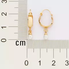 Brinco Argola Banhado a Ouro 18k com Pérolas Sintéticas Cód. 527303 - Farinni Joias