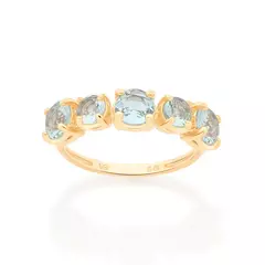 Anel Banhado a Ouro 18k com Cristais Redondos Cód. 513038