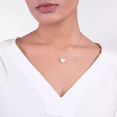 Gargantilha Banhada a Ouro 18k com Coração Cravejado por Zircônias Cód. 531484 na internet