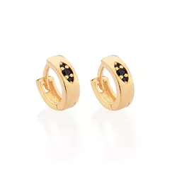 Brinco Masculino Argola Banhado A Ouro 18k Com Zircônias Rommanel