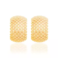 Brinco Meia Argola Banhado a Ouro 18k com Esferas Cód. 526033