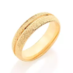 Aliança Craquelada com Friso Banhada a Ouro 18k Cód. 511525