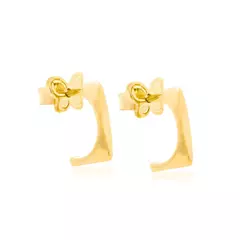 Brinco Meia Argola Retangular Banhado a Ouro 18k Cód. 522135