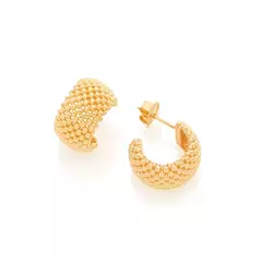 Brinco Meia Argola Banhado a Ouro 18k com Esferas Cód. 526033 - comprar online