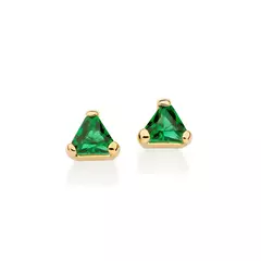 Brinco Solitário Triangular Banahdo a Ouro 18k com Cristais Cód. 527306