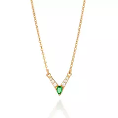 Gargantilha Banhada a Ouro 18k com Zircônias e Cristal Cód. 532521