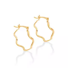 Brinco Argola Ondulado Banhado a Ouro 18k Cód. 522568