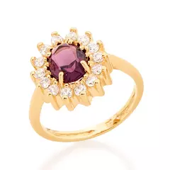 Imagem do Anel Banhado a Ouro 18k com Cristal e Zircônias Cód. 511482