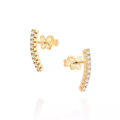 Brinco Palito Banhado a Ouro 18k com Zircônias Cód. 527242