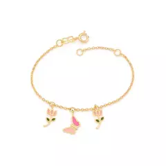 Pulseira Infantil Banhada a Ouro 18k com Aplicação de Resina Cód. 551673