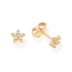 Brinco Estrela Banhado a Ouro 18k com Zircônias Cód. 527251 - comprar online