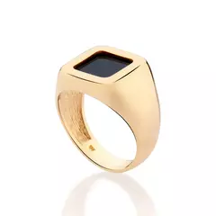 Anel Masculino Rommanel Quadrado Com Acrílico Banhado A Ouro 18k 513489 - comprar online