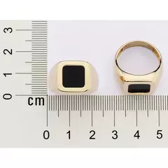 Anel Masculino Rommanel Quadrado Com Acrílico Banhado A Ouro 18k 513489 - Farinni Joias
