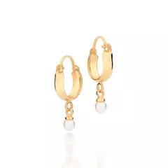 Brinco Argola Banhado a Ouro 18k com Pérolas Sintéticas Cód. 527303