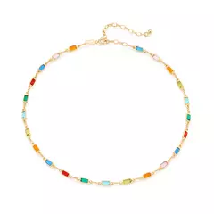Gargantilha Banhada a Ouro 18k com Cristais Coloridos Cód. 531882