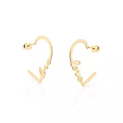 Brinco Meia Argola Love Banhado a Ouro 18k Cód. 527057 - comprar online