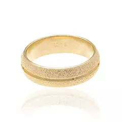 Aliança Craquelada com Friso Banhada a Ouro 18k Cód. 511525 - comprar online