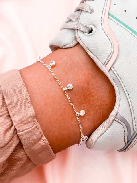 TORNOZELEIRA ZIRCÔNIAS PENDURADAS