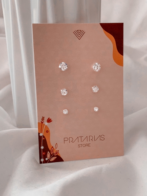 TRIO DE BRINCOS PONTO DE LUZ REDONDO