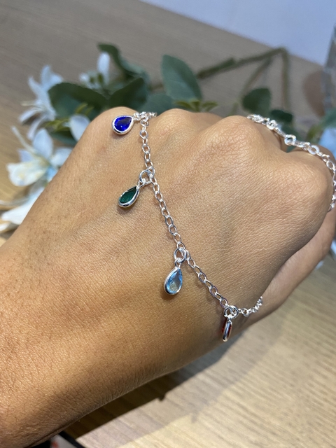 Choker pingos coloridos prata 925