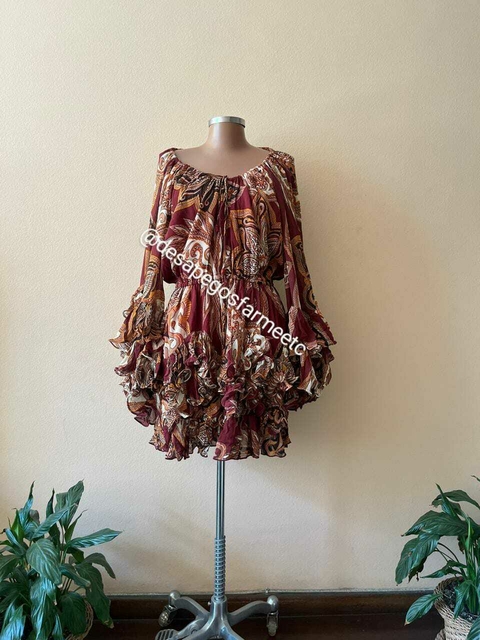 Vestido Leopard Paisley Burgunday Farm Global