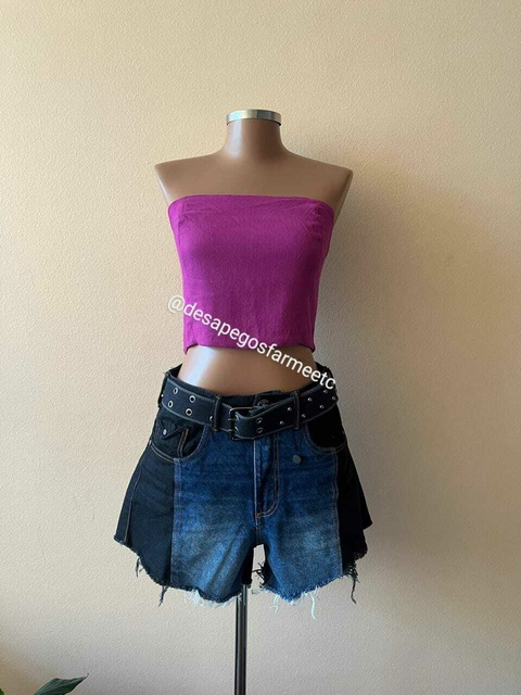 Short jeans cinto detalhe Open