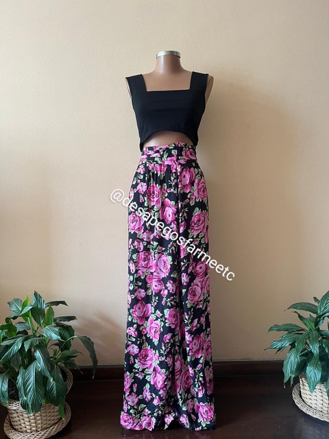 Saia Longa Floral preta Farm