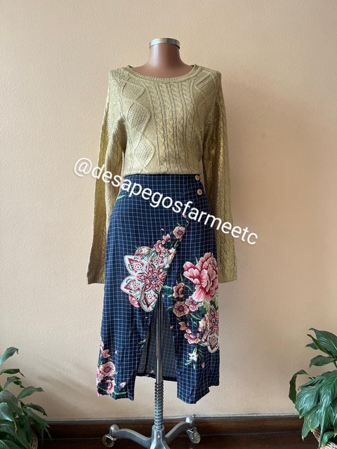 Saia mídi xadrez Blue Steel