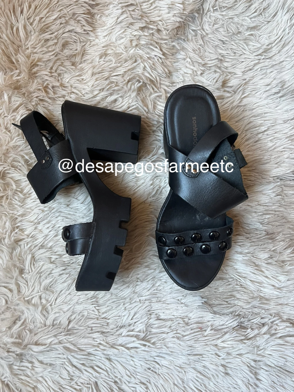 Sandalia Preta Plataforma Sonho dos Pés