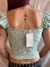 TOP CORSETERO BAMBULA VERDE AGUA MANGA GLOBO ZARA T.M - comprar online
