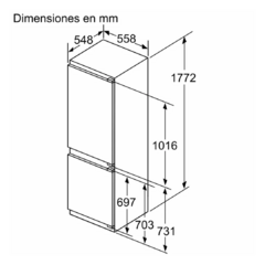 Imagen de (A pedido) Heladera Combinada Integrable Panelable No Frost 260lt | Bosch®