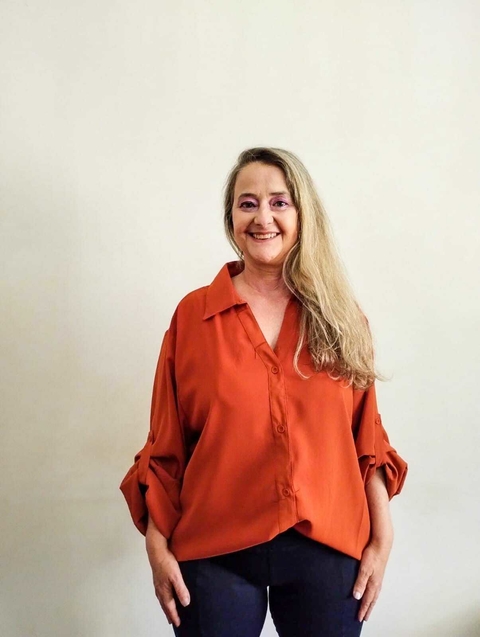 Camisa Plus Size Feminina Manga Longa Mostarda . G3