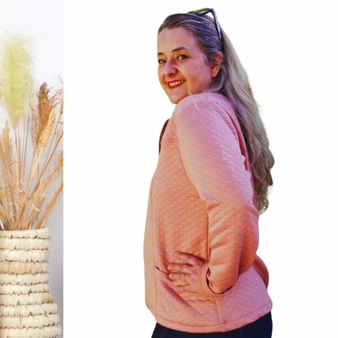 Jaqueta Plus Size Feminina Metalassê Manga Longa Rosé Zu G2