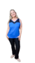 Blusa Regata Che Bicolor Botão Plus Size . Azul/ Preto G1 na internet