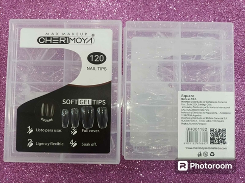 TIPS SOFT GEL SQUARE ( CUADRADA) 120 PCS / CHERIMOYA #BH001182
