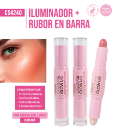 ILUMINADOR + RUBOR EN BARRA COLOUR & GLOW MIX / PINK 21 # CS4240
