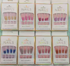 UÑAS POSTIZAS COFFIN DISEÑADAS CON PEGAMENTO STICKER #MAB307