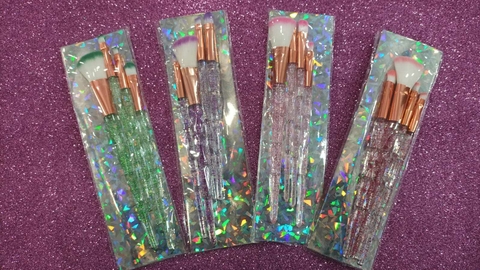 SET DE BROCHAS DE MAQUILLAJE X 4U GLITTER MANGO UNICORN # HZS6609