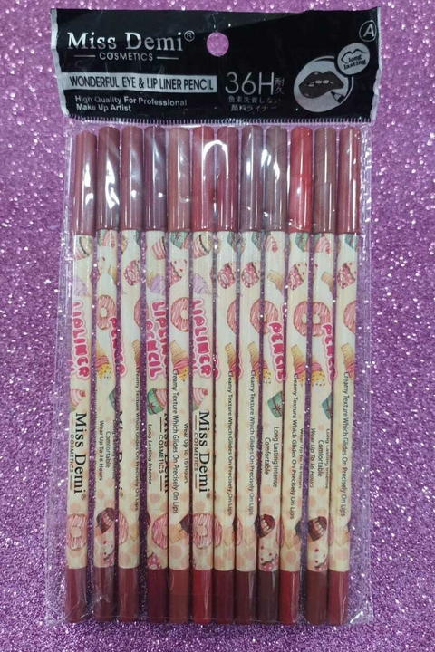 DELINEADOR DE OJOS + LABIAL EN LAPIZ X 12U/ MISS DEMI