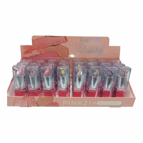 BARRA LABIAL CON GLITTER GLOWING / PINK 21 # CS5587