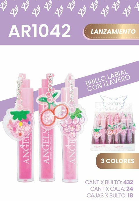BRILLO LABIAL CON LLAVERO / 4 ANGELES # AR1042