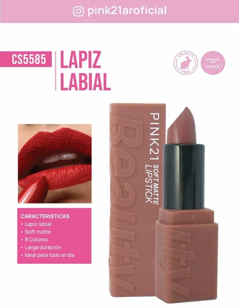 BARRA LABIAL EFECTO MATTE BEAUTY / PINK 21 # CS5585