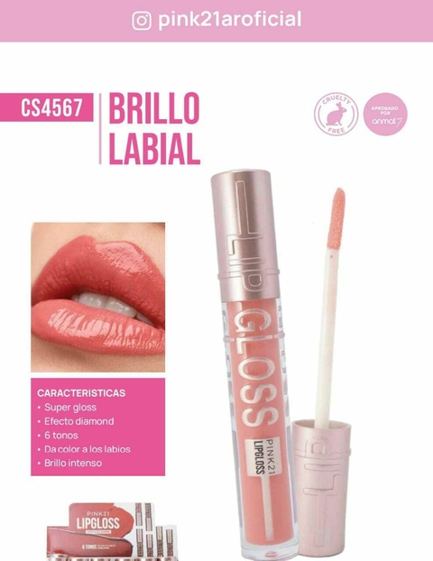 BRILLO LABIAL CON GLITTER 6 TONOS / PINK 21 # CS4567